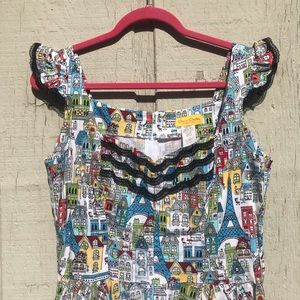 Bernie dexter Eiffel Tower print dress size L